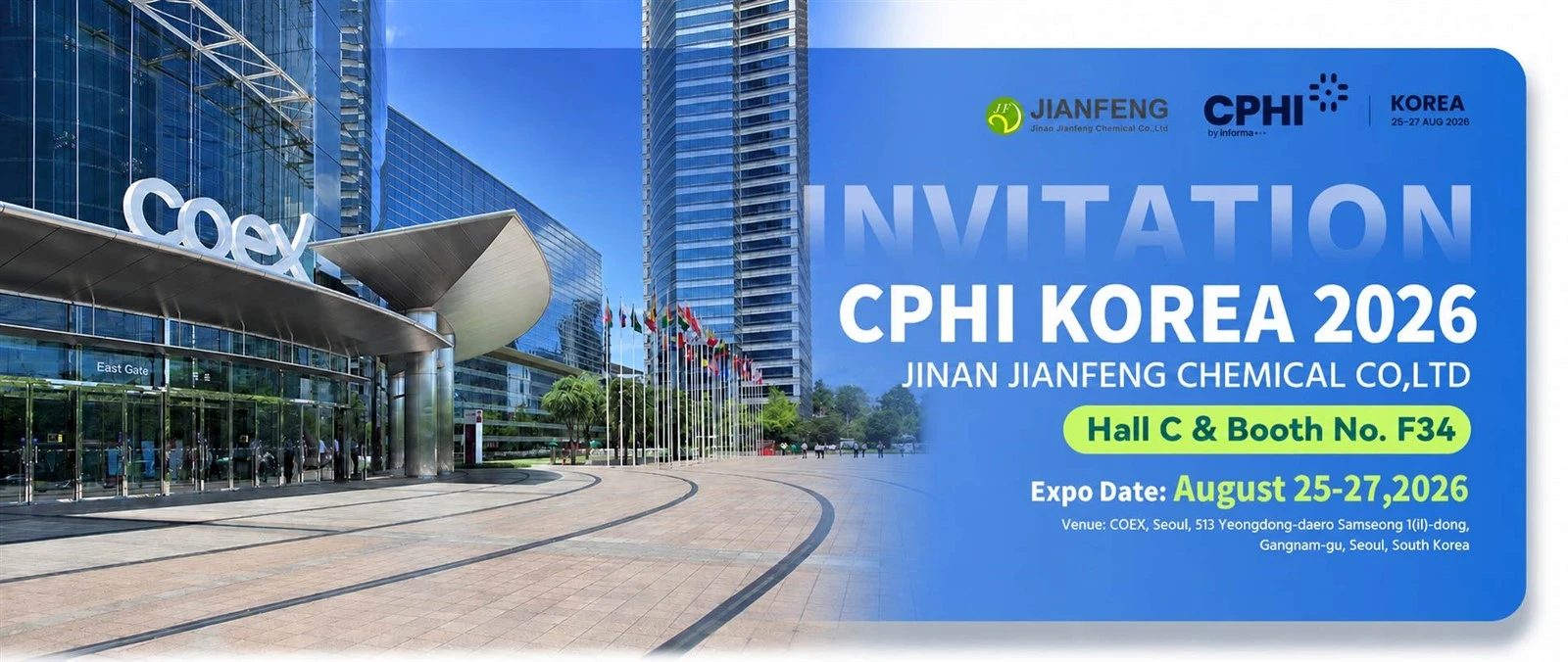 Meet Jinan Jianfeng Chemical At CPHI Korea 2026 Meet Jinan Jianfeng Chemical At CPHI Korea 2026
